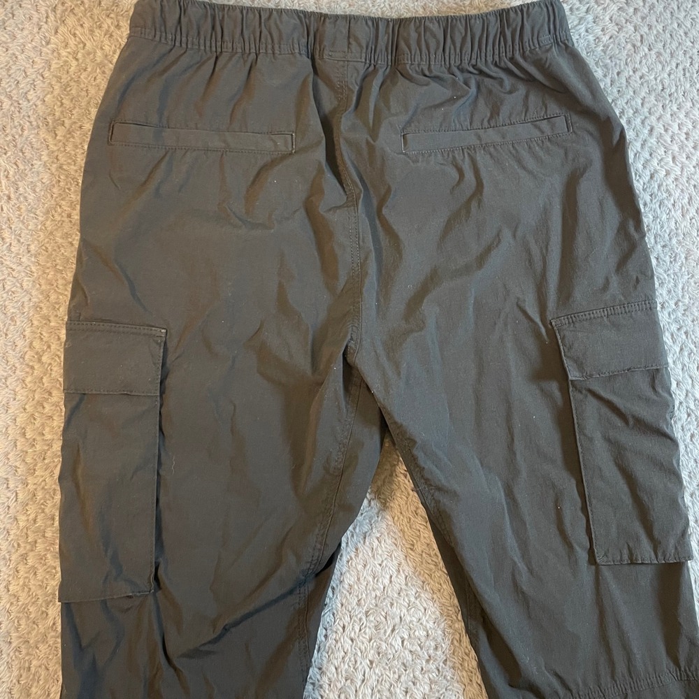 H&M Slim Fit Cargo Jogger Pants Black Womens Size L Drawstring Waist Flaw - Picture 5 of 9
